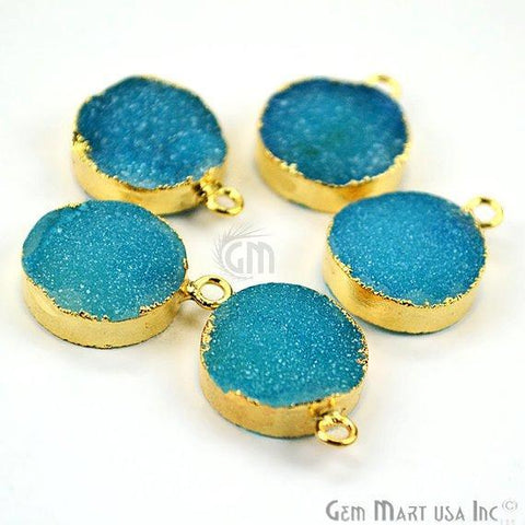 Gold Electroplated 14mm Round Druzy Single Bail Gemstone Connector