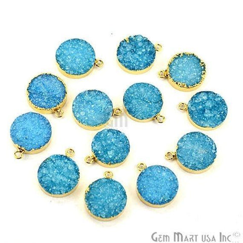 Gold Electroplated 16mm Round Single Bail Druzy Gemstone Connector