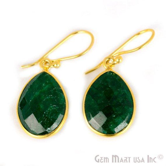 Pear Shape 12x16mm Gold Plated Gemstone Hook Earrings (Pick your Gemstone) (90002-1) - GemMartUSA