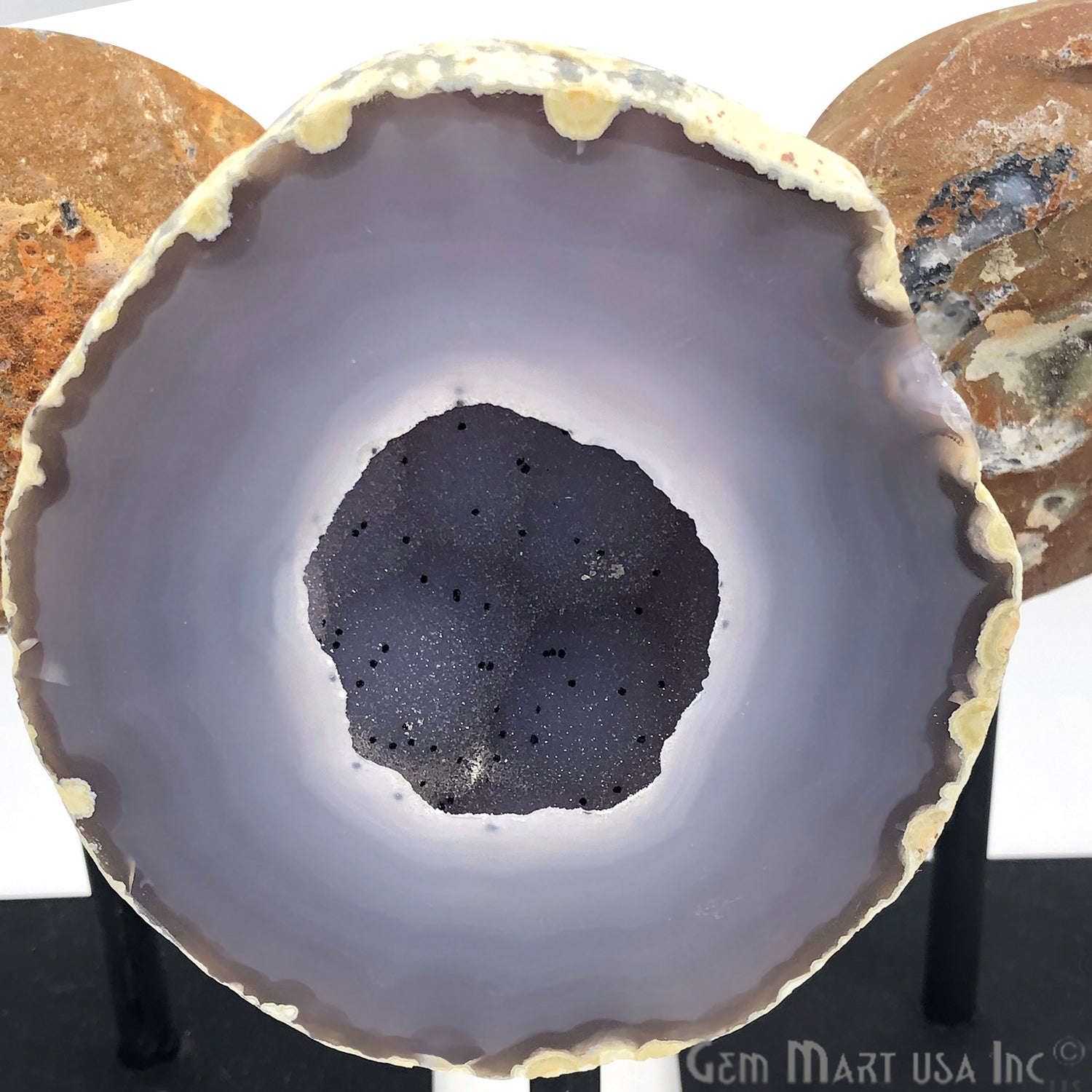 3-4" Geode Metal Holder, Gemstone Home Decor, Table Centerpiece - GemMartUSA