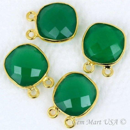 Cushion 12mm Cat Bail Gold Bezel Gemstone Connector