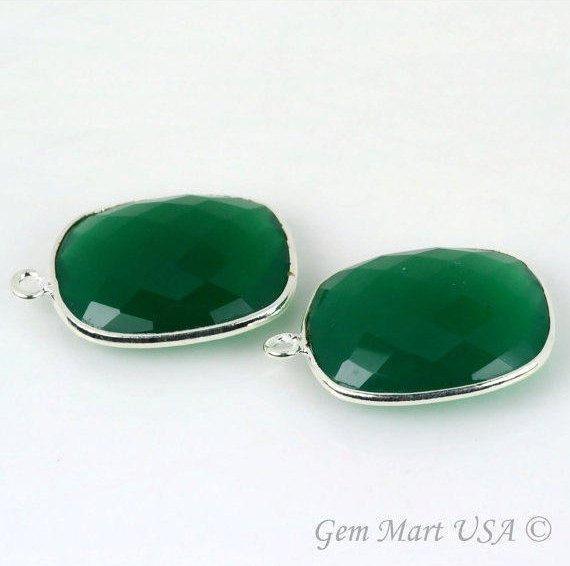 Octagon 15x20mm Single Bail Silver Bezel Gemstone Connector