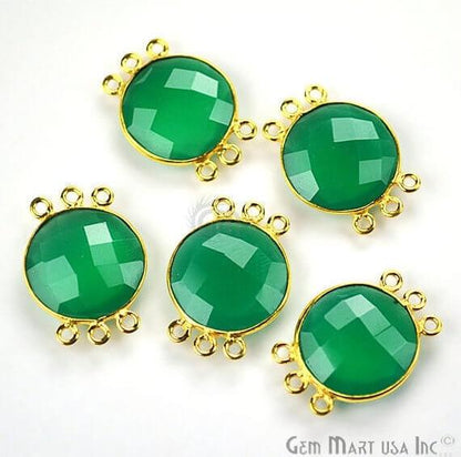 16mm Round 6 Bail Link Gold Bezel Gemstone Connector