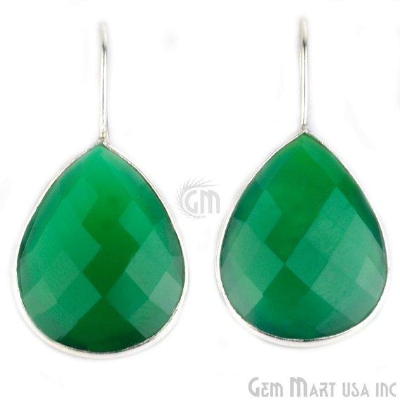 Pear Shape 21x26mm Silver Plated Gemstone Hook Earrings (Pick your Gemstone) (90011-1) - GemMartUSA