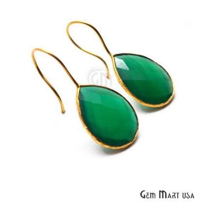 Pear Shape 15x20mm Gold Plated Gemstone Hook Earrings (Pick your Gemstone) (90017-1) - GemMartUSA