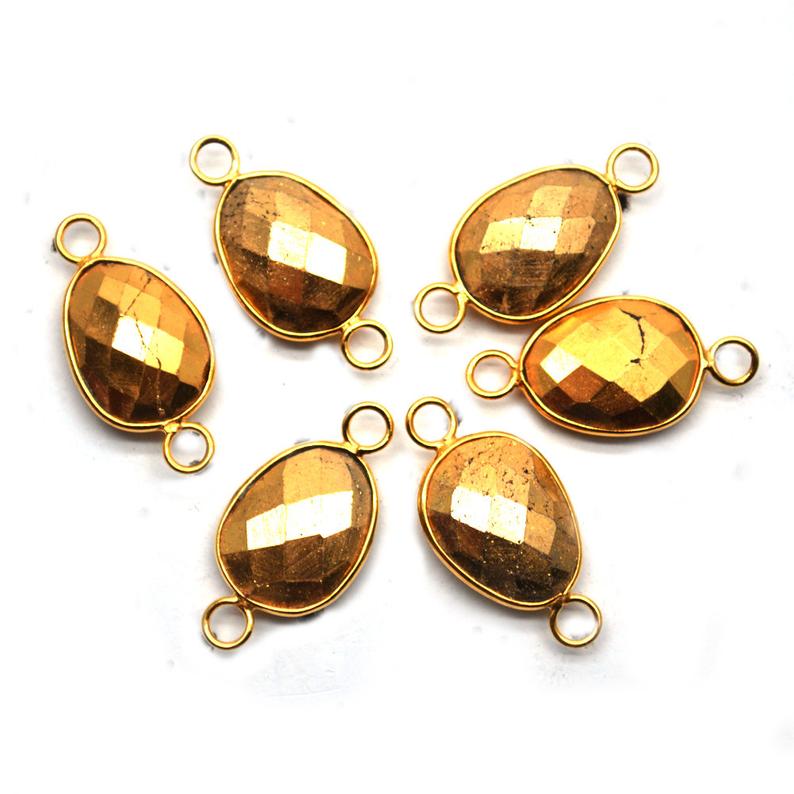 Gemstone 12x16mm Pears Bezel Big Bail Connector (Pick Your Gemstone,Plating) - GemMartUSA