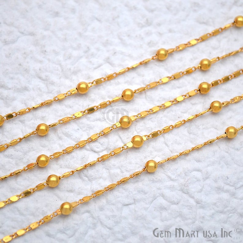 Gold Plated Beads Finding Station Rosary Chain - GemMartUSA