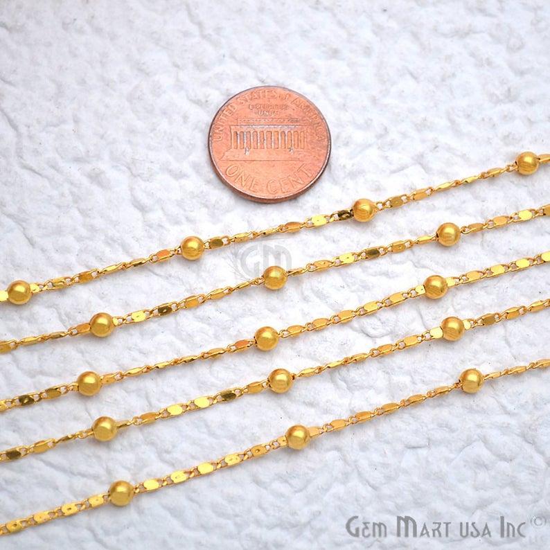 Gold Plated Beads Finding Station Rosary Chain - GemMartUSA