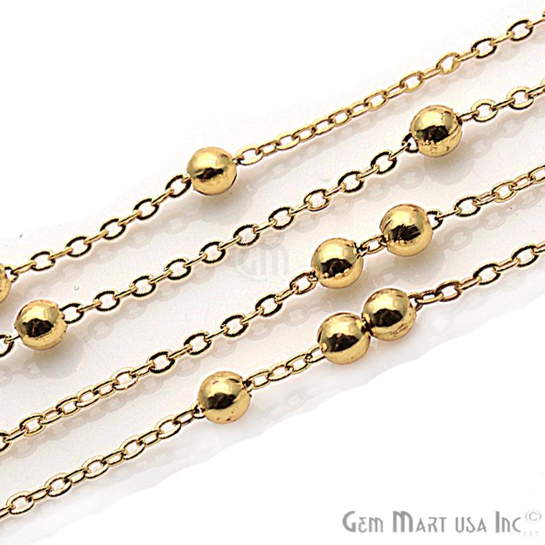 Finding Gold Plated Bead Necklace Station Rosary Chain - GemMartUSA