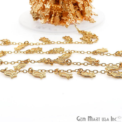 Lotus Finding Gold Plated Soldered Station Rosary Chain - GemMartUSA