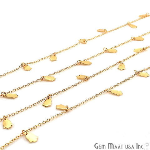 Plain Lotus Finding Gold Plated Soldered Station Rosary Chain - GemMartUSA