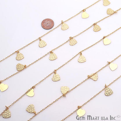 Heart Shape Finding Gold Plated Soldered Station Rosary Chain - GemMartUSA