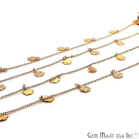 Flower Engraved Finding Gold Plated Soldered Station Rosary Chain - GemMartUSA