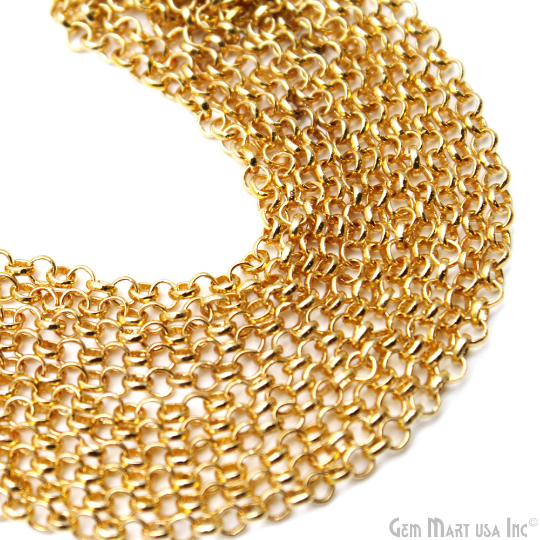 Gold Bubble Link Chain, 4mm Round Gold Plated Findings, Necklace Chain