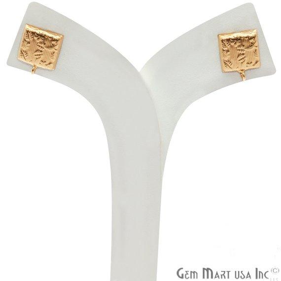 DIY Gold Plated Rectangle Shape Loop Connector Stud Earrings - GemMartUSA