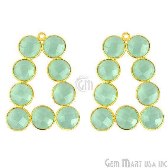 DIY 36x27mm Gold Plated Bezel Gemstone Jewelry For Earring 1PC