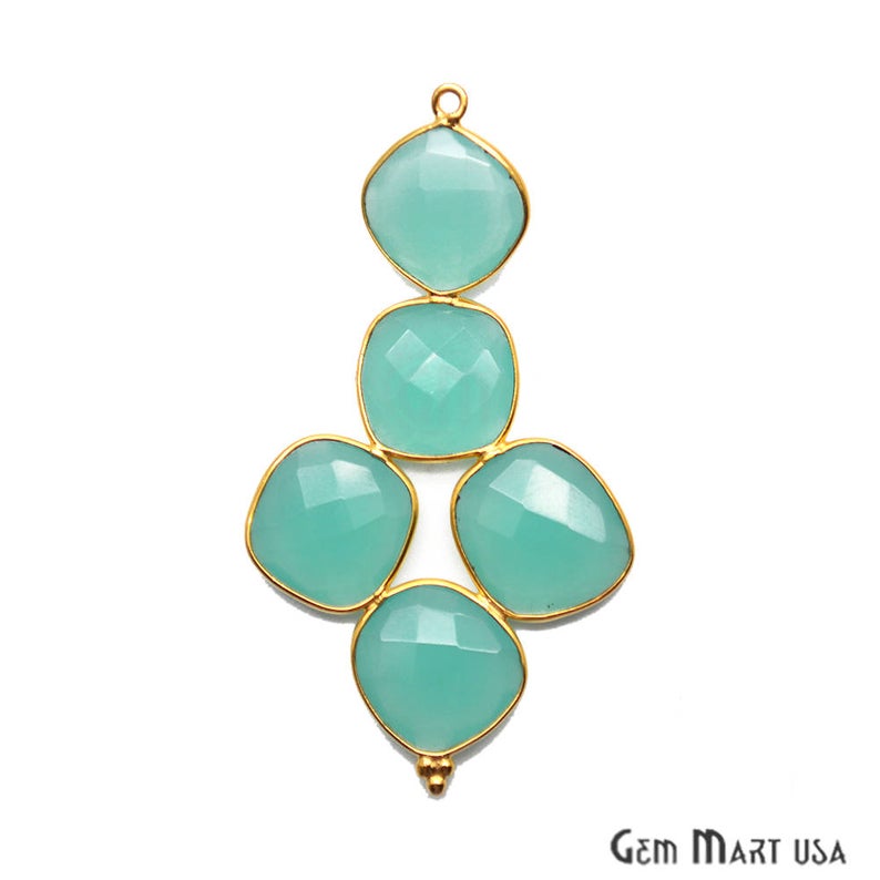 Gemstone 57x30mm Gold Plated Bezel Chandelier Finding Component (1pc) (Pick Stone) - GemMartUSA