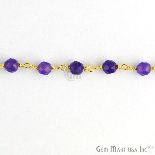 Amethyst Jade Beads Gold Plated Wire Wrapped Rosary Chain (763714666543)