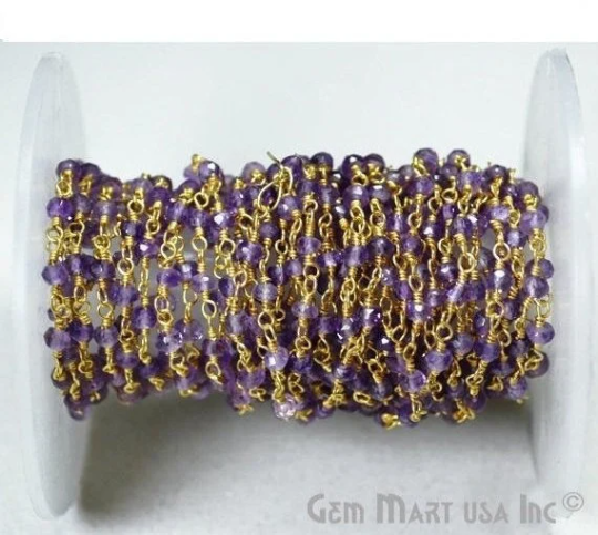 Amethyst Beaded 4mm Gold...