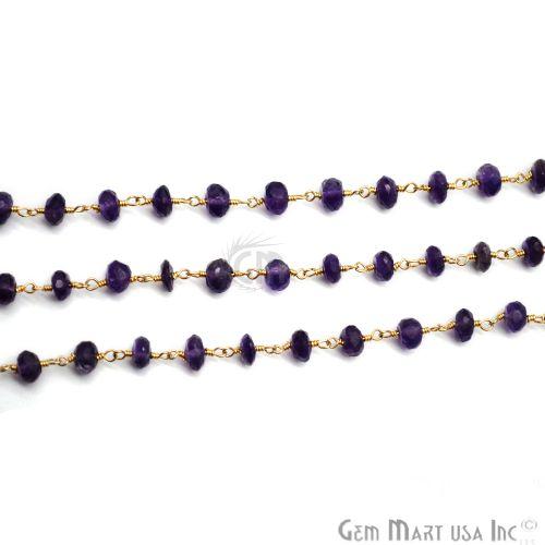 Amethyst Beads Gold Plated Wire Wrapped Rosary Chain (762762559535)