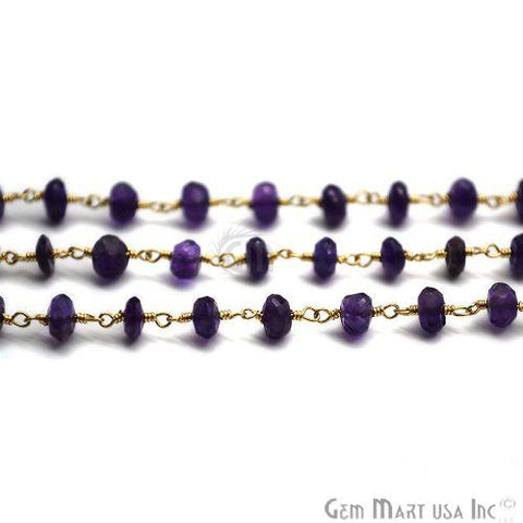 Amethyst Beads Gold Plated Wire Wrapped Rosary Chain (762762559535)