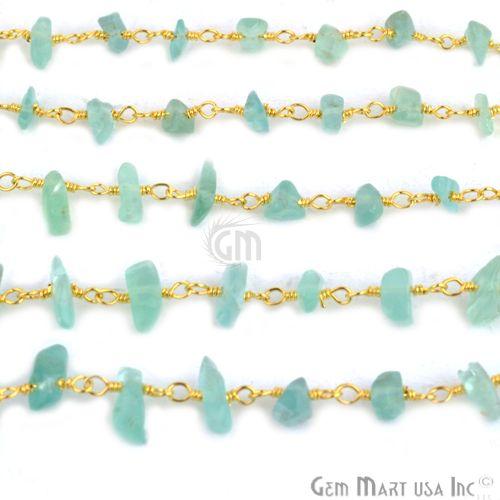 Apatite Nugget Chip Beads Gold Wire Wrapped Rosary Chain (762899267631)