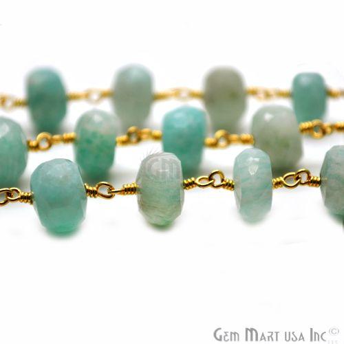 Amazonite Rondelle Beads Gold Plated Rosary Chain (762906050607)