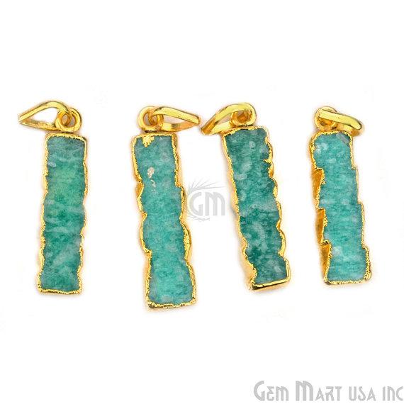 Electroplated Gemstone Rectangle Shape Bar Pendant (50001) - GemMartUSA