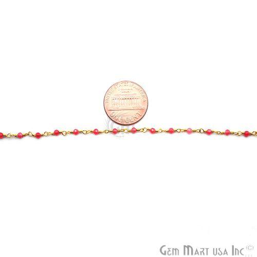 Baby Pink Gold Plated Wire Wrapped Gemstone Beads Rosary Chain (762907754543)