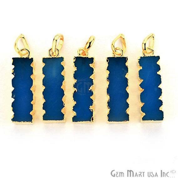 Electroplated Gemstone Rectangle Shape Bar Pendant (50001) - GemMartUSA