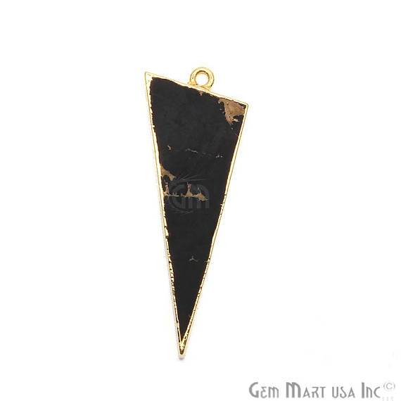 Gold Electroplated 17x45mm Triangle Shape Sediment Jasper Pendant (50059) - GemMartUSA