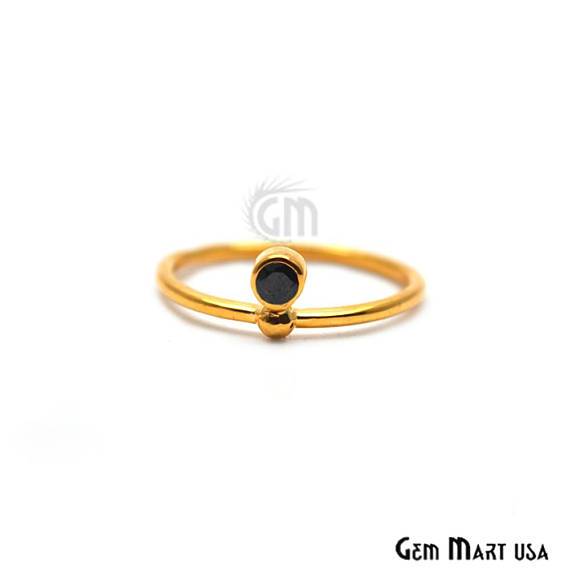 Gold Plated 2mm Round Gemstone Stackable Promise Ring - Ring Size 7US (12010) - GemMartUSA