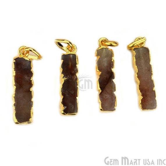 Electroplated Gemstone Rectangle Shape Bar Pendant (50001) - GemMartUSA