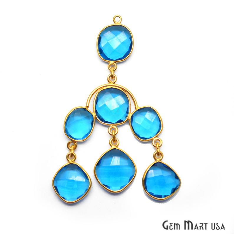 Gemstone 55x31mm Gold Plated Bezel Chandelier Finding Component (1pc) (Pick Stone) - GemMartUSA