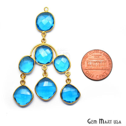 Gemstone 55x31mm Gold Plated Bezel Chandelier Finding Component (1pc) (Pick Stone) - GemMartUSA