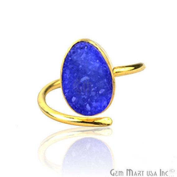 Druzy Gemstone Gold Plated Adjustable Fashion Jewelry Ring (12002) - GemMartUSA