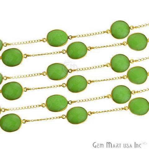 Chrysoprase Chalcedony 15mm Gold Plated Bezel Link Connector Chain (764050145327)