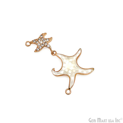 Starfish Charm Pendant Cubic Zircon 30x23mm Double Bail Bracelet Charm