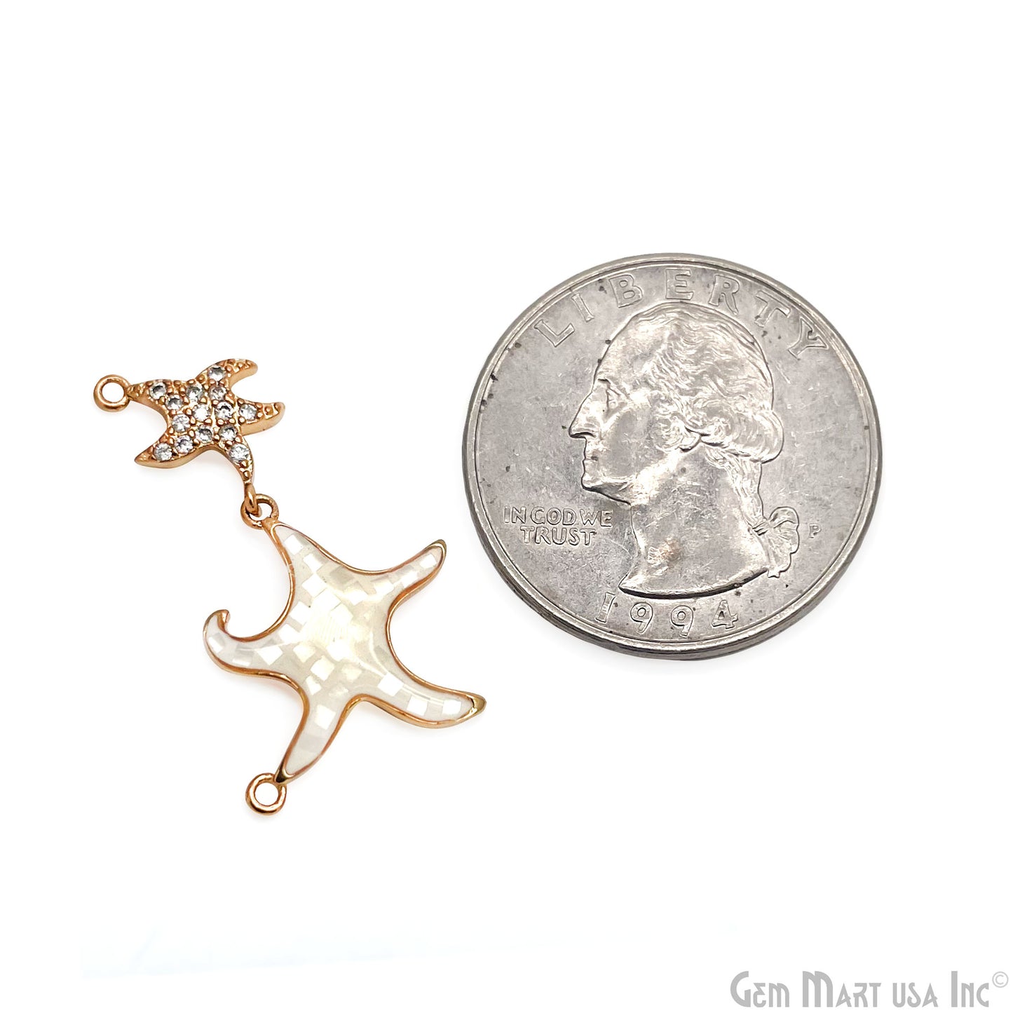 Starfish Charm Pendant Cubic Zircon 30x23mm Double Bail Bracelet Charm