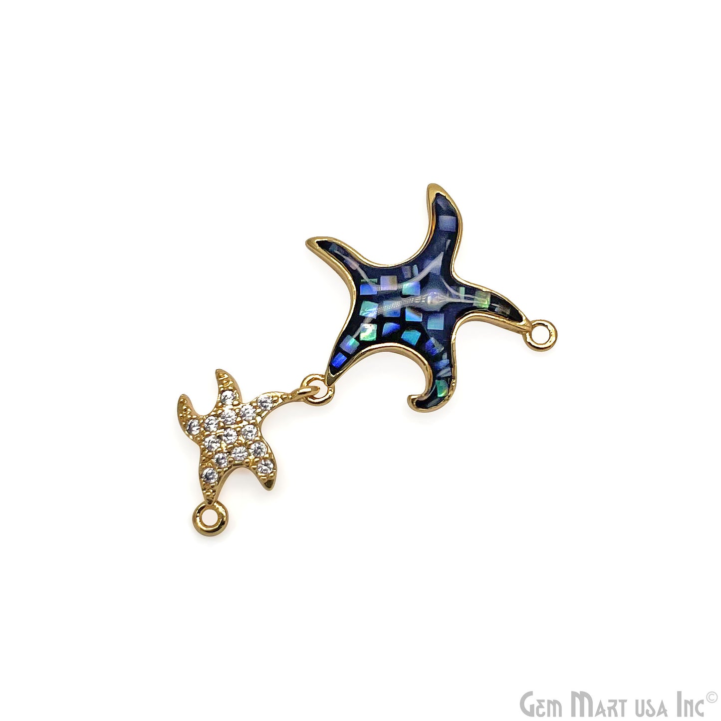 Starfish Charm Pendant Cubic Zircon 30x23mm Double Bail Bracelet Charm