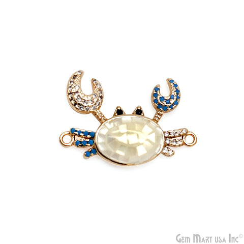 Crab Charm Pendant crab jewelry Cubic Zircon 25x17mm Pendant