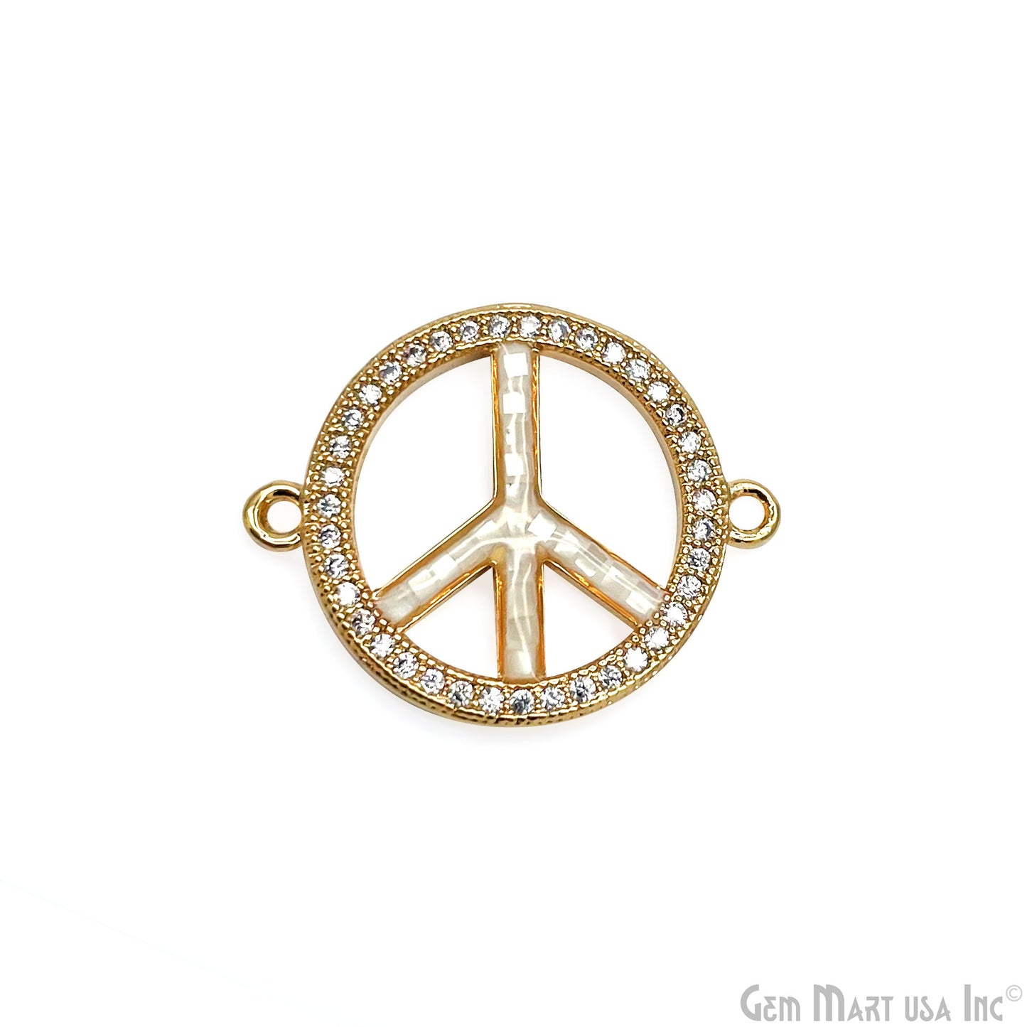 Peace Shape 18mm Cubic Zircon Round Double Bail Connector Pendant Charm