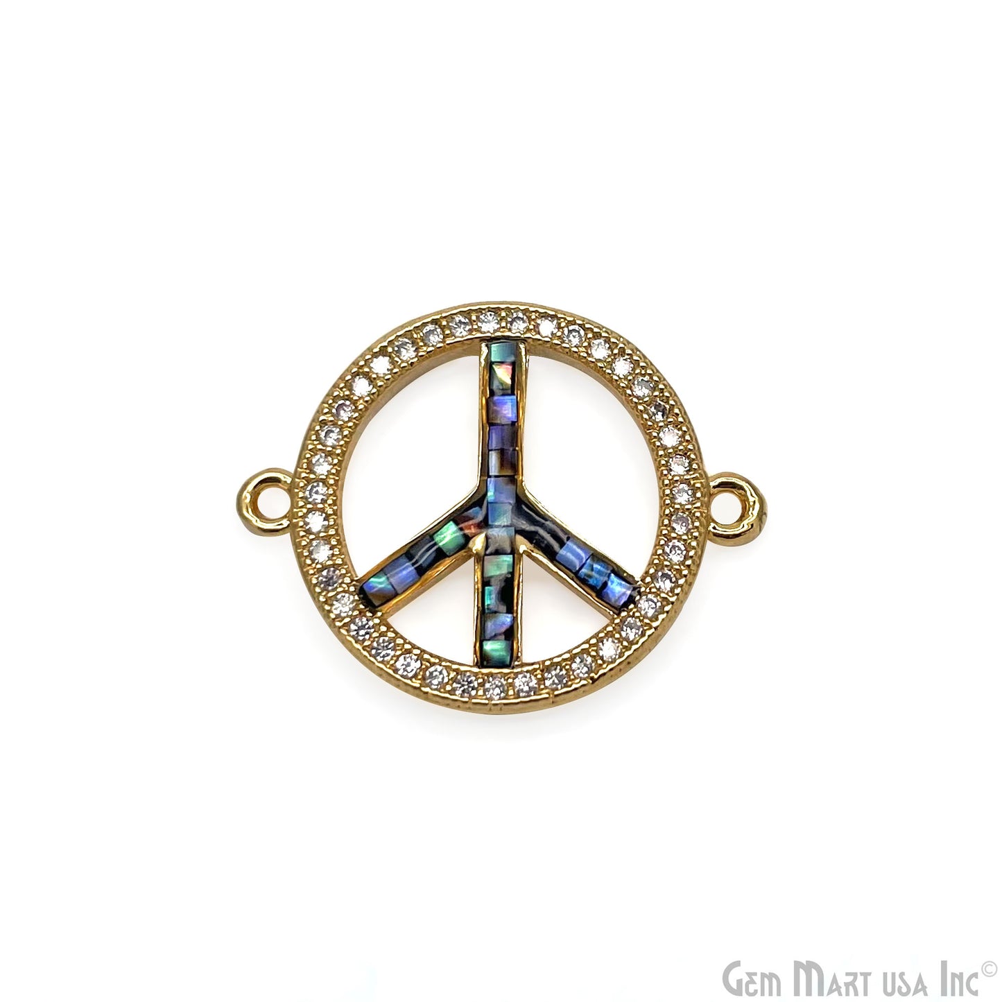 Peace Shape 18mm Cubic Zircon Round Double Bail Connector Pendant Charm