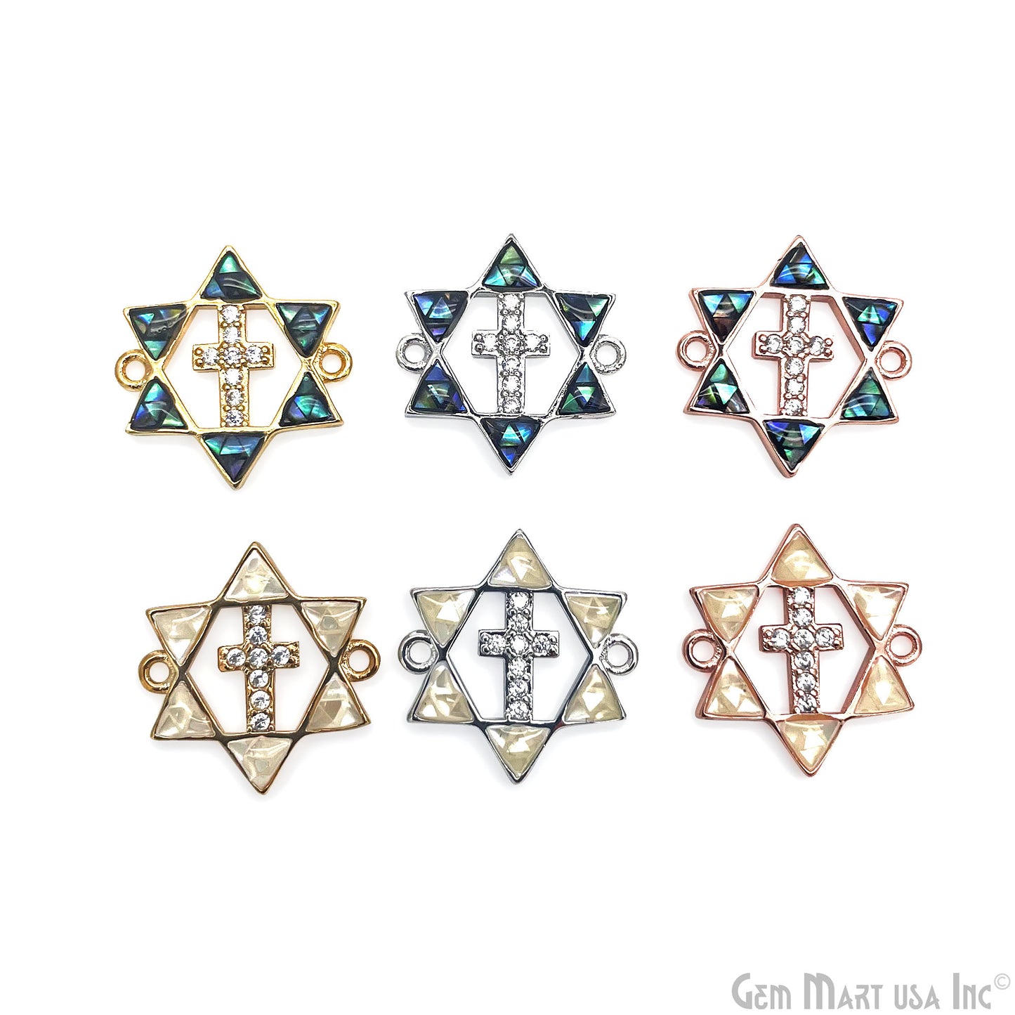 Cross Star of David Pendant Cubic Zircon 20mm Charm Pendant