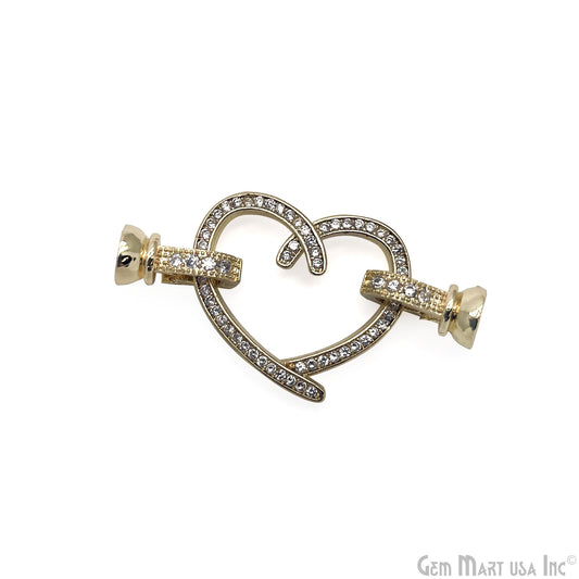 CZ Pave Heart Charm Pendant 40x20mm CZ Clear Micro Pave Bracelet Heart Charm