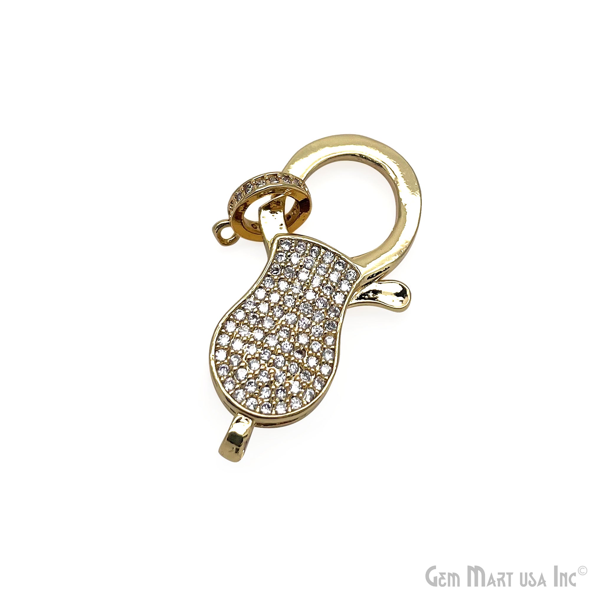 CZ Pave Lobster Clasp 31x16mm CZ Clear Micro Pave Lobster Claw Clasp