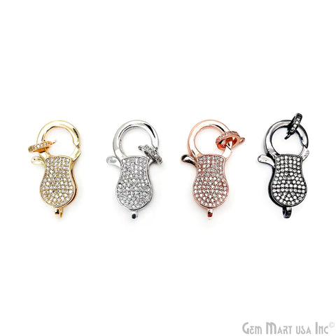 CZ Pave Lobster Clasp 31x16mm CZ Clear Micro Pave Lobster Claw Clasp