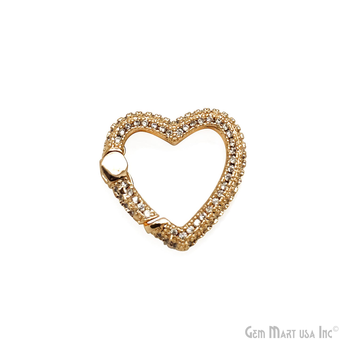 Dainty CZ Pave Heart Spring Gate Ring 20x19mm Heart Push Gate Ring-Jewelry Making Findings