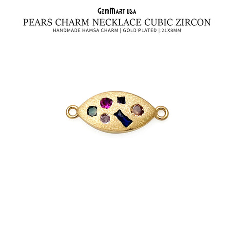 Pears Charm Necklace Cubic Zircon 21x8mm Double Bail Pendant