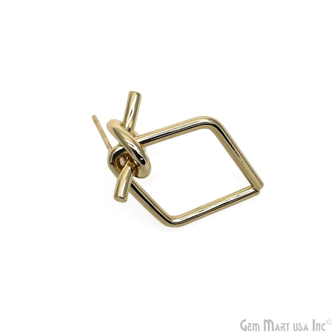 DIY Square knot Wire Gold Plated 32x18mm Minimalist Stud Earrings